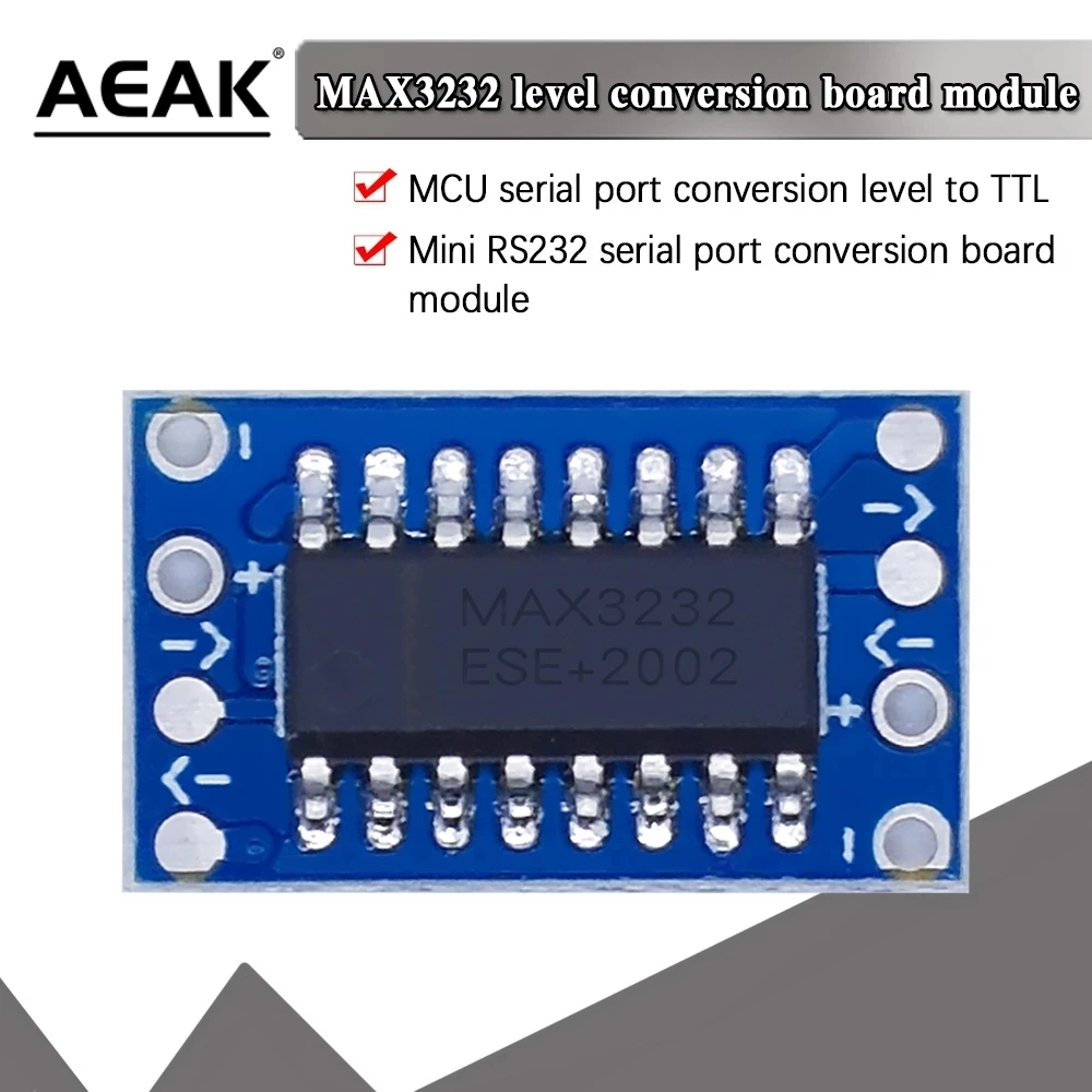 AEAK 10PCS The mini RS232 MAX3232 turn TTL level conversion board serial conversion module.
