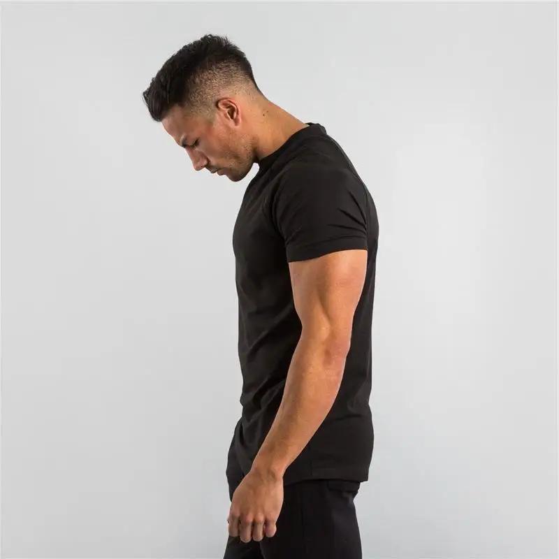 OEM 180gsm Cotton Elastane T-shirt Custom Print on Demand T-shirt Gym Men s  T-shirts