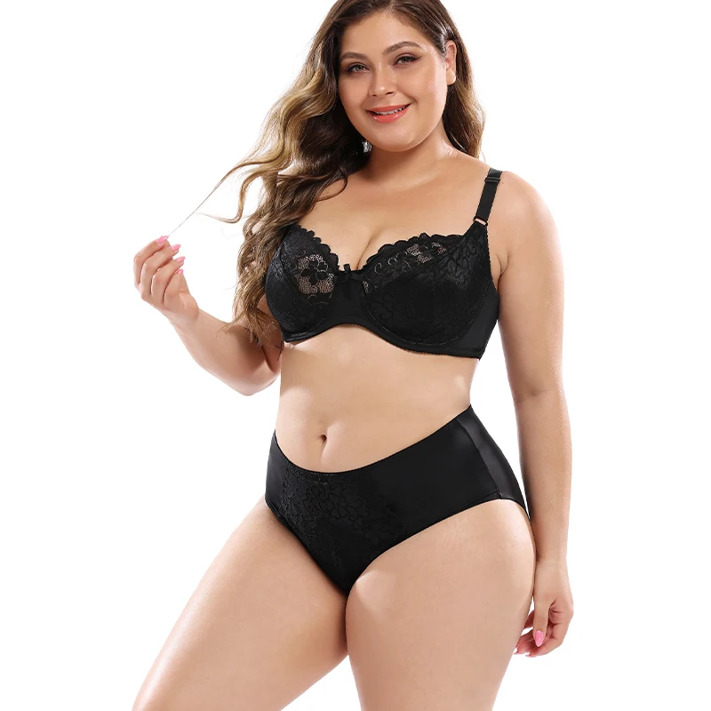 Plus size bra simple set for women plus size thickened cup and underwear set large cup size thickened bra and underwear bra set
