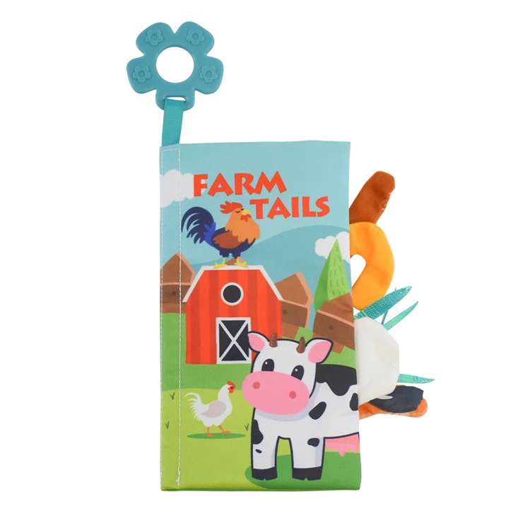 Custom Animals Soft Educational Cloth Tail Book 3d Baby Fabric Cloth Book