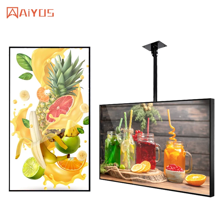 Aiyos 55 inch indoor 450 cd/m2 Wall Mounting LCD Monitor Advertising Digital Signage Screens