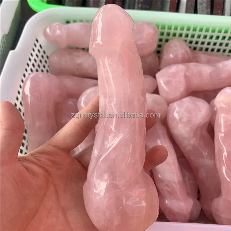 Pink Crystal Massage Stick Artificial Phallus Crystal Massage Stick Penis Rose Quartz Crystal Massage Stick