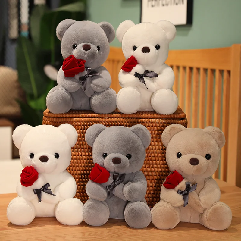 Hot Selling Cute Valentines Gift Stuffed Plush Animal Toys Rose Teddy Bear