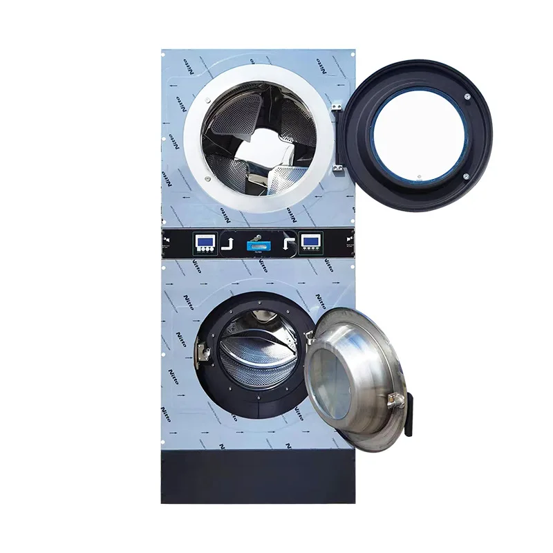 Commercial Self-service laundry equipments 12KG coin-operated Stack Dryer Combo washer for Hotel factory laundry Hospital