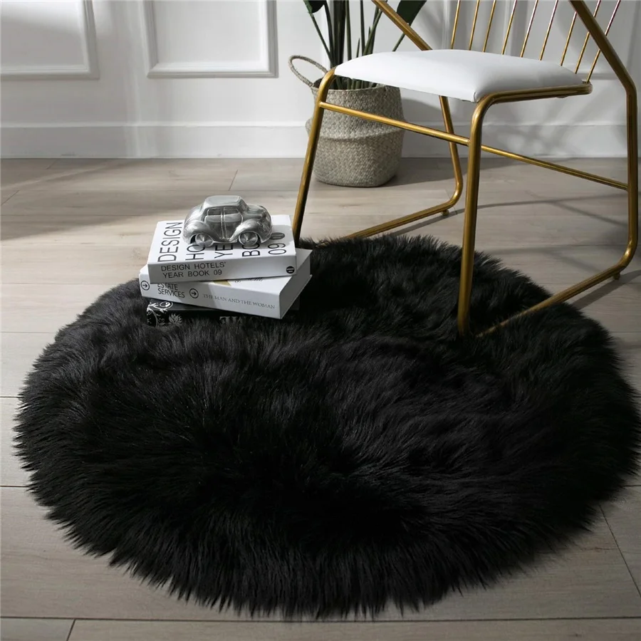 Fluffy  Rug Faux Carpet Mat Area And Floor  Sofa Carpets Plush Rabbit Luxury Soft 4 Mats 3M Rugs Fur  for Living Room  home