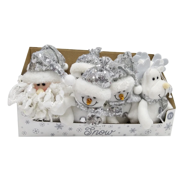 BSCI Серебряный Санта Снеговик Олень украшение Рождественский подарок куклы Рождественский комплект