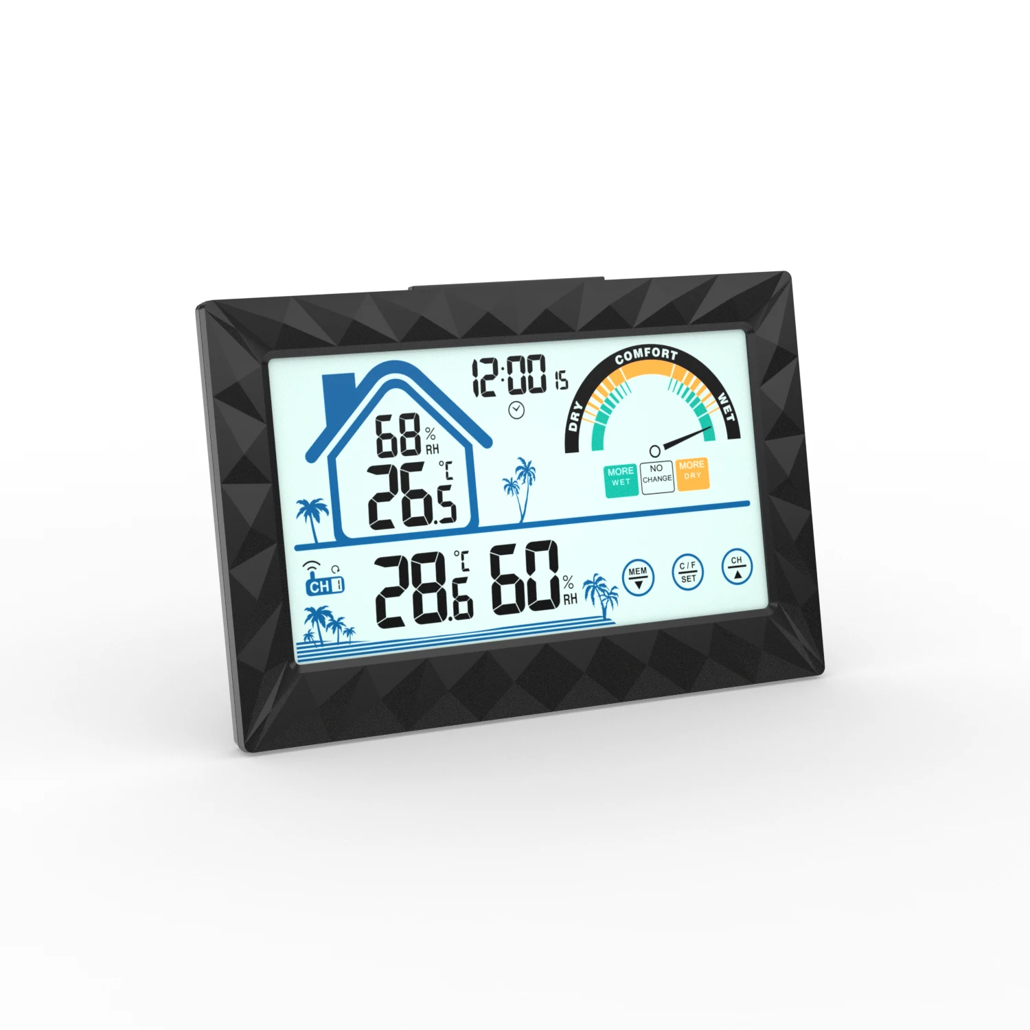 EWETIME 2024 hot sales weather station wall clock temperature and humidity display