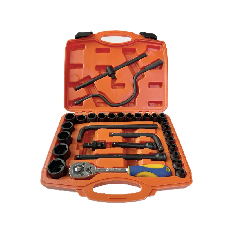 BNYA 32pcs 1/2 Impact Socket Kit Extension Bars L Handle Sliding T-bar Includes Adapters atchet Handle Hardware Tool Set