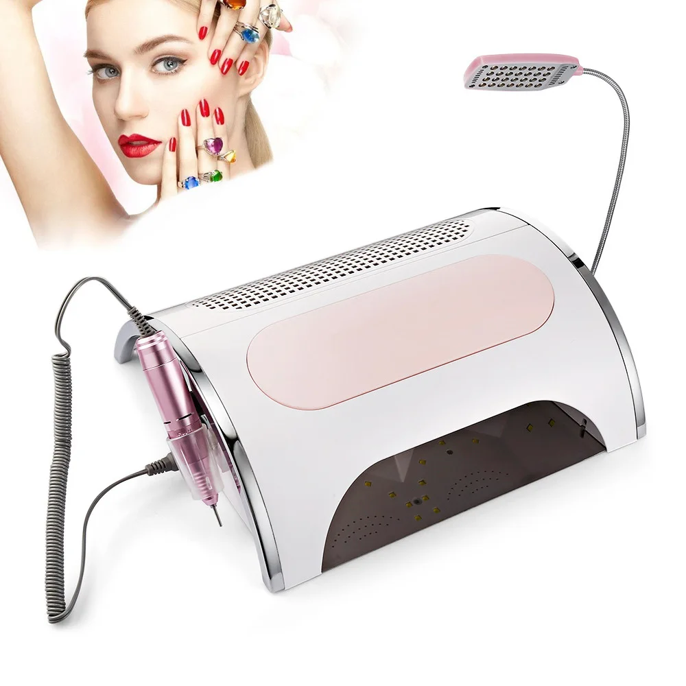 6 In 1 Multifunction Nail Machine 25000RPM Strong Drill Desk UV Led Nail Lamp Electric Nail Drill Bits Dust Collector