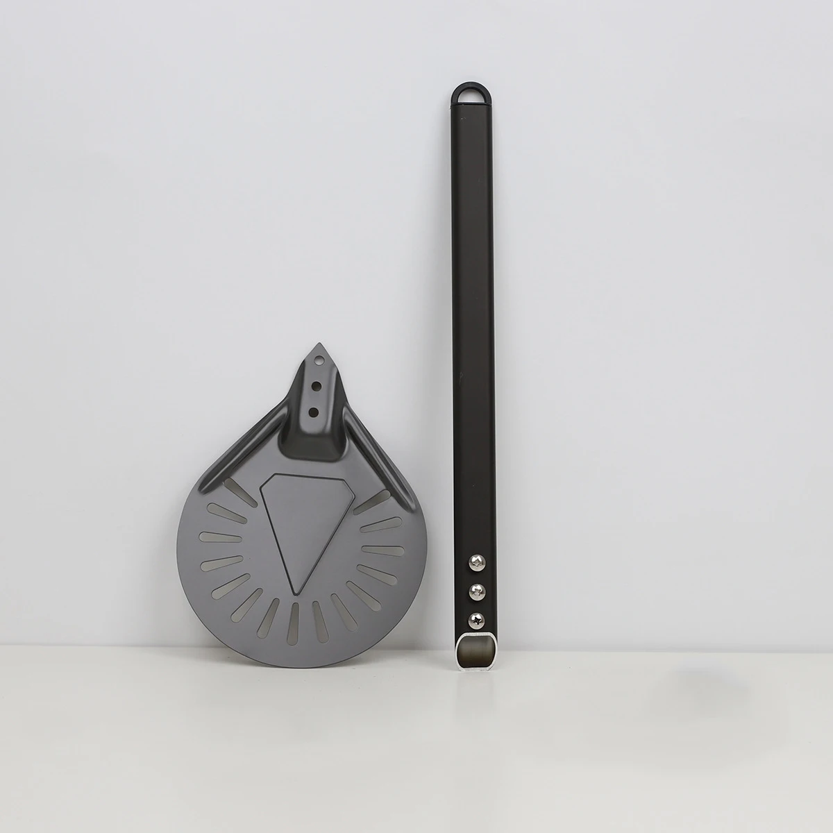7inch Anode hard film perforated aluminum alloy professional  pizza shovel turning peel with 40cm handle