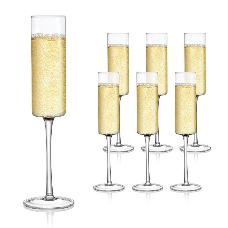 6 oz handmade Elegant crystal glass champagne glasses set martin glass classic sparkling flute glasses home bar glasses Stemware