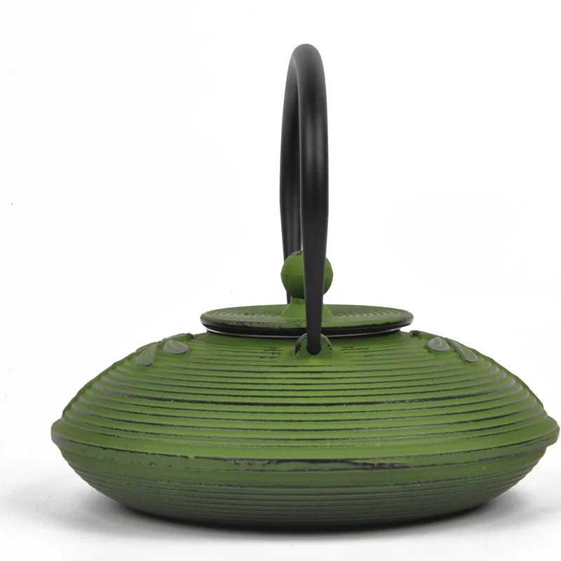 Чугунный чайник с зеленой липой 750 мл ручкой для красного зеленого синего чая заваривания термостойкий цветной