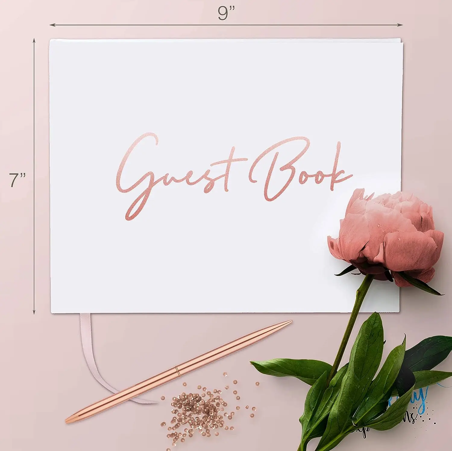 Hardcover White Polaroid Book 100 Page 50 Sheets  Foil Gilded Edges for Guests & Visitors to Sign at a Party with pen and cards