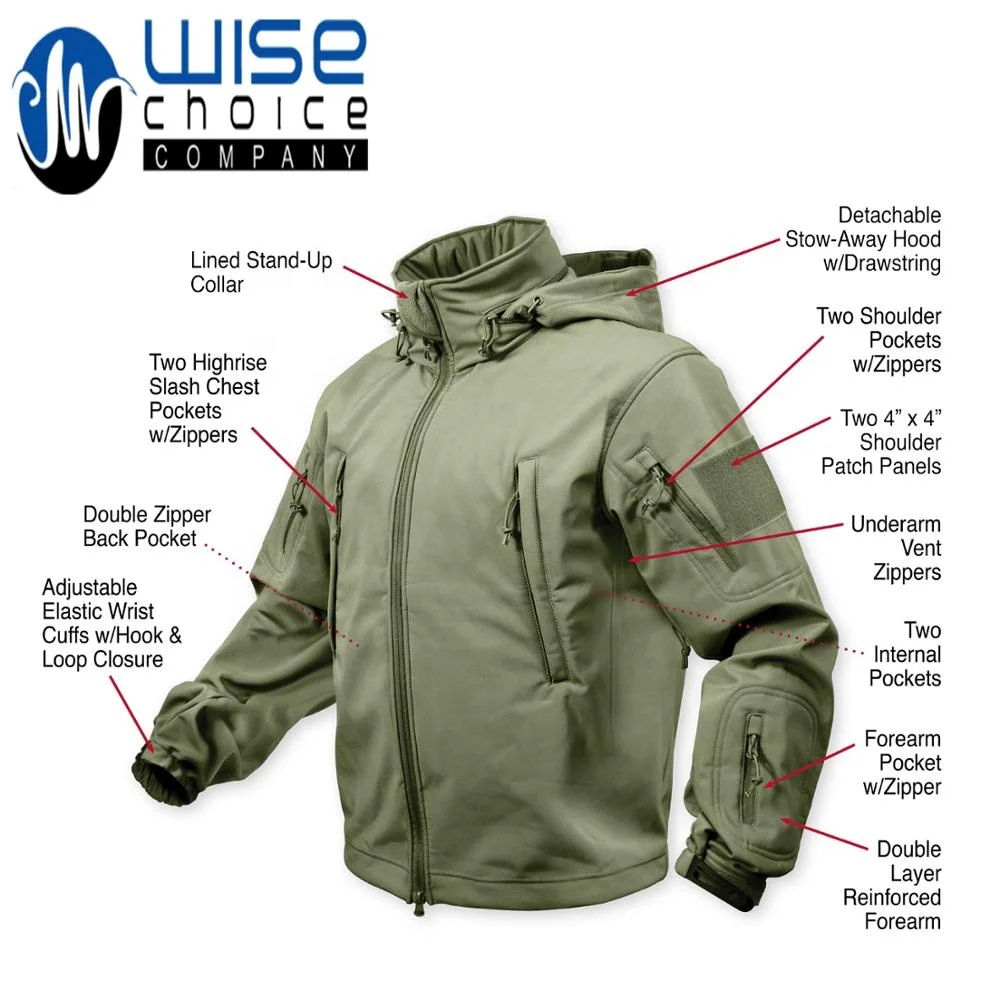 High Quality Custom Made Military Special Camouflage Print Lightweight Soft Shell Jacket