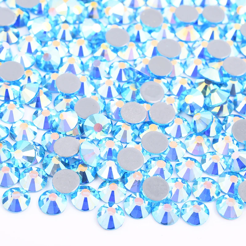Оптовая продажа круглые стеклянные кристаллы SS6 SS10 SS16 SS20 с плоским основанием для самостоятельной сборки одежды