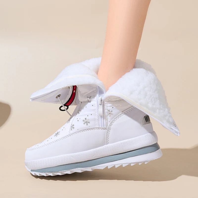 Hot Sale Fashion Winter Outdoor Warm Women Winter Shoes Mid-calf Anti-slip Wear-resistant Waterproof Snow Boots