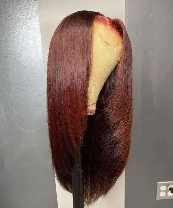 13X3Pre Plucked Mixed colorful Natural Hairline HD Synthetic Lace front hair wig for Women