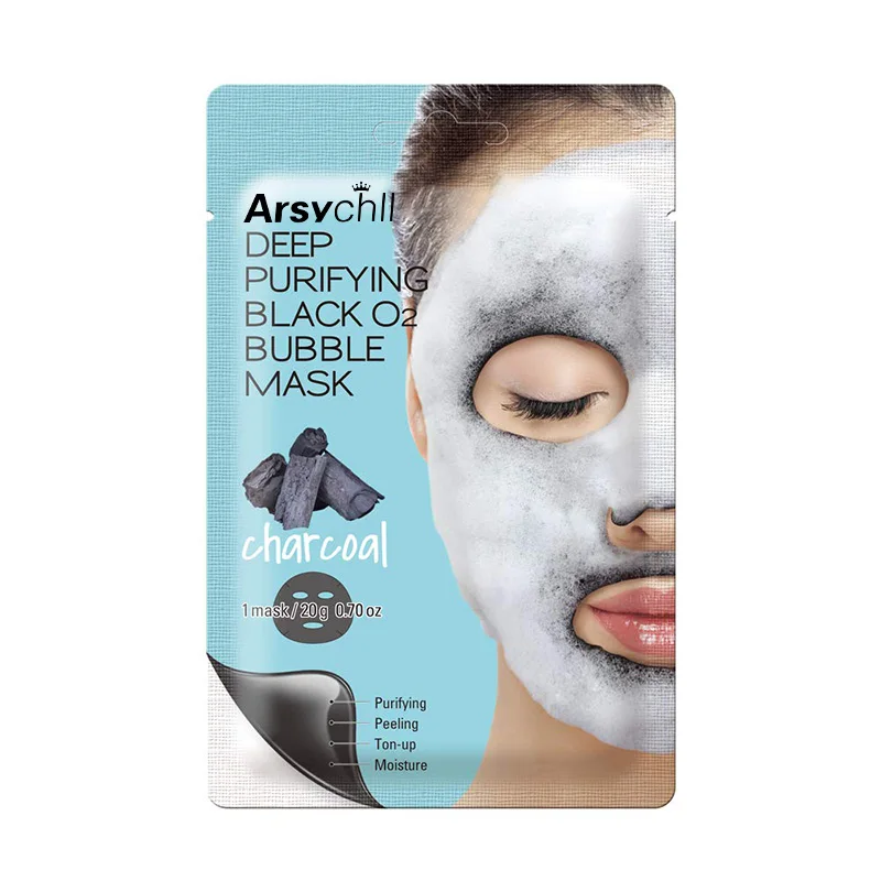 OEM/ODM Custom Korean Deep Cleaning Pore Purifying Carbonated Charcoal Sheet Beauty Skin Care Facial Black Bubble Sheet Mask