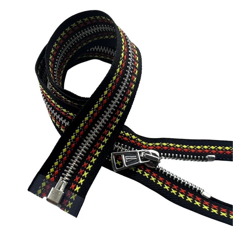 2022 New Clothing Zipper Plastic Bag No. 5 Metal Plaid Fabric With Open End Metal Zipper