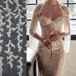 New arrival fashion sexy elegant luxury wedding lace beaded french lace fabric with sequins for wedding dress