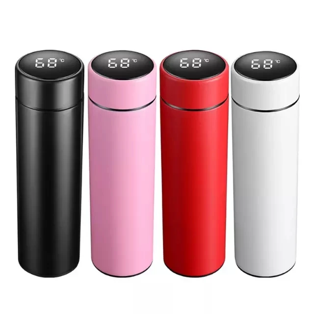 LED temperature display thermal vacuum flasks thermos cup stainless steel led smart water bottle with tea infuser