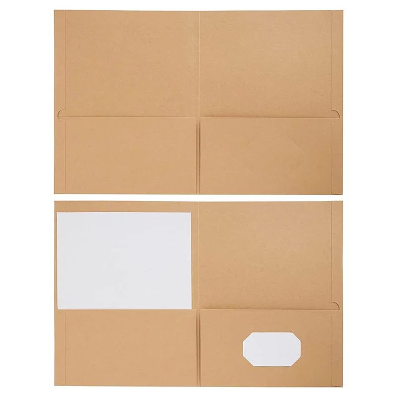 A4 Paper Brown File Folder Recycled Kraft Paper Presentation Folders Flap File Folder For Document Packaging