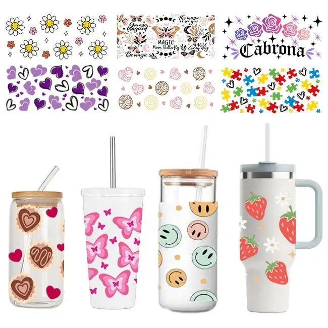 Custom 16oz 16 oz High Quality Christian Faith Black Girl Names Clouds Anime Cartoon Dragon Print UV DTF Cup Wrap Transfers