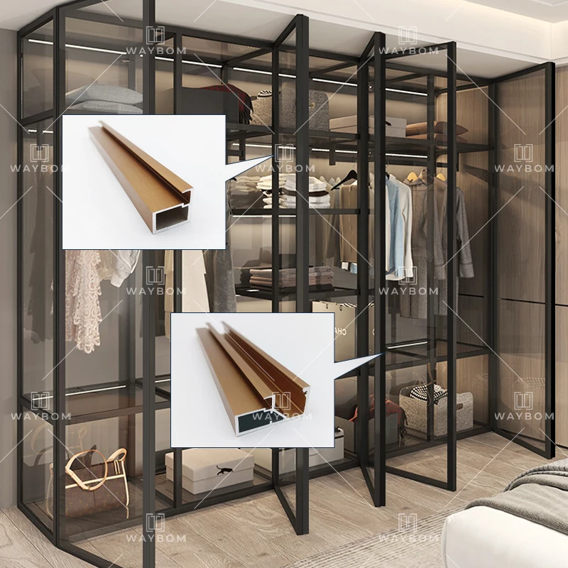 Hot Sale Aluminum Extrusion Profiles For Wall Cabinet With Glass Doors Aluminum Profile Door Frame Handle