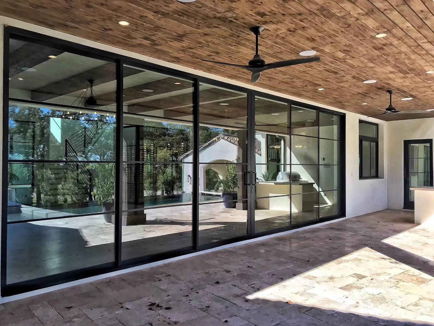 Minglei Triple Glass Sliding Doors Thermal Insulated Glass Door American Style Aluminum Patio Doors