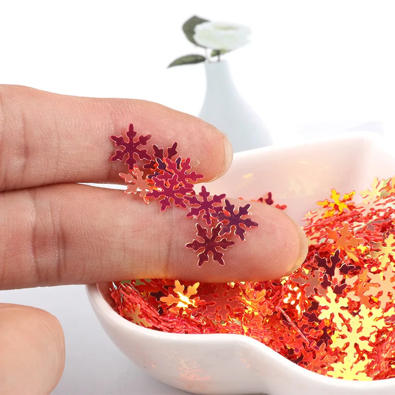 9MM Multi Color Available Winter Christmas Holiday Christmas Nail Glitter Snow Flake Nail Stickers Sequins for Nail Art