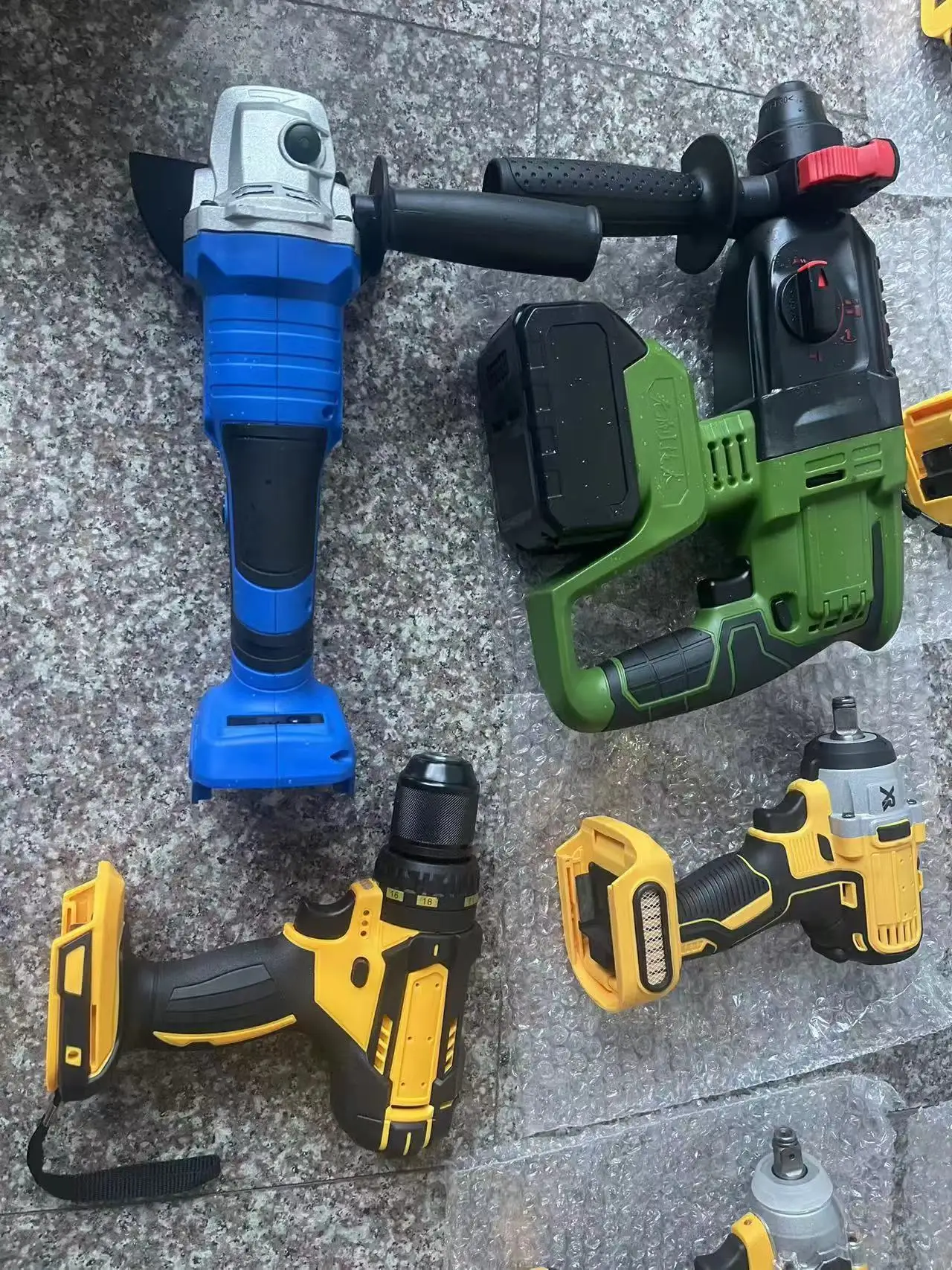 4 Pieces Cordless Power Tools Set 4 In 1 Angle Grinder Multifunction Electric Hammer impact Wrench Drill