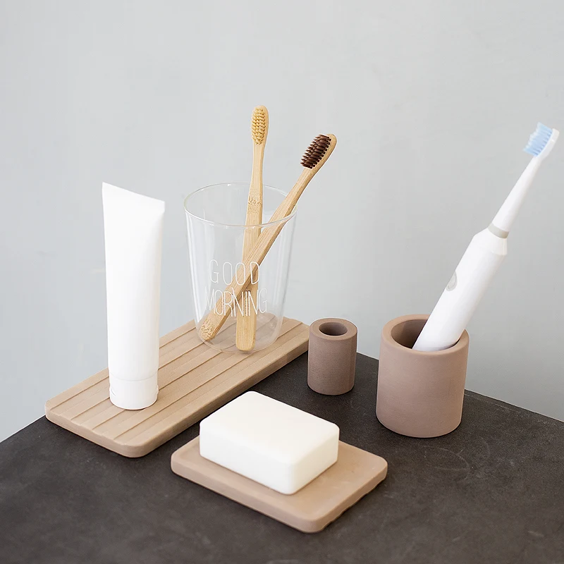 Four Piece Suit Diatomaceous Earth Single Toothbrush Stand Diatomite Toothbrush Holder