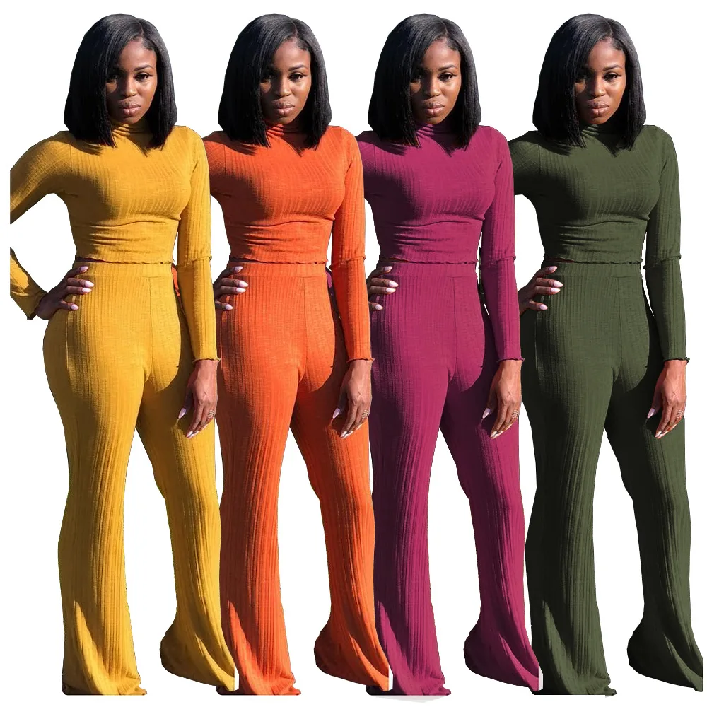 LO-20105 women winter sets  Knitted 2 Piece Set Women winter outfits women Winter Sweater two piece pants set