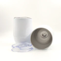 USA warehouse 12oz small double wall insulated egg wine tumbler thermal cup with lid and straw