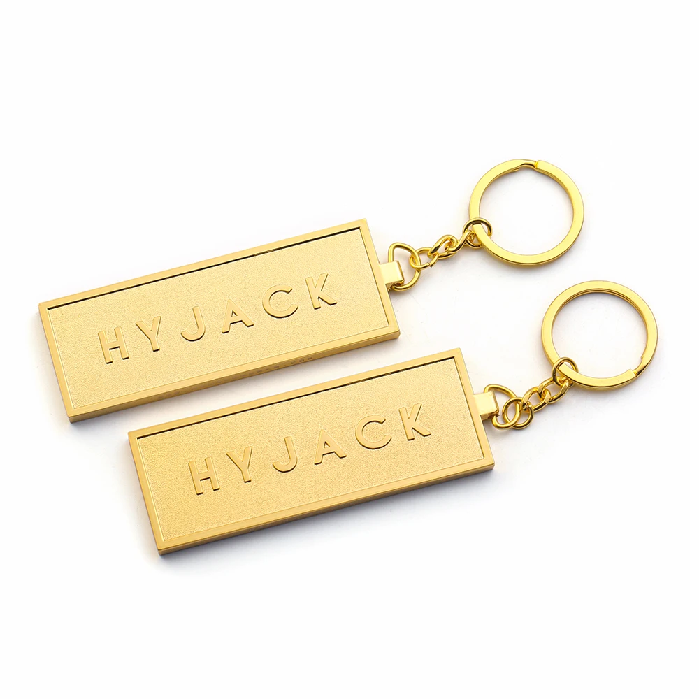 custom gold plate logo keychain for engrave