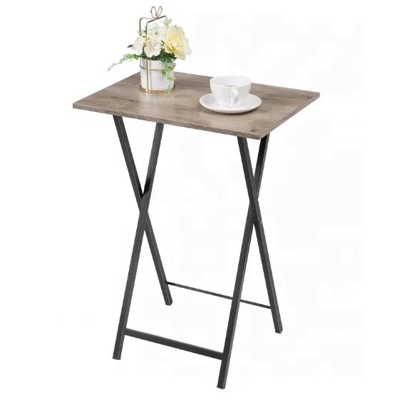 Factory Price Wholesale Folding  Coffee Table Wood Top Metal Legs Table