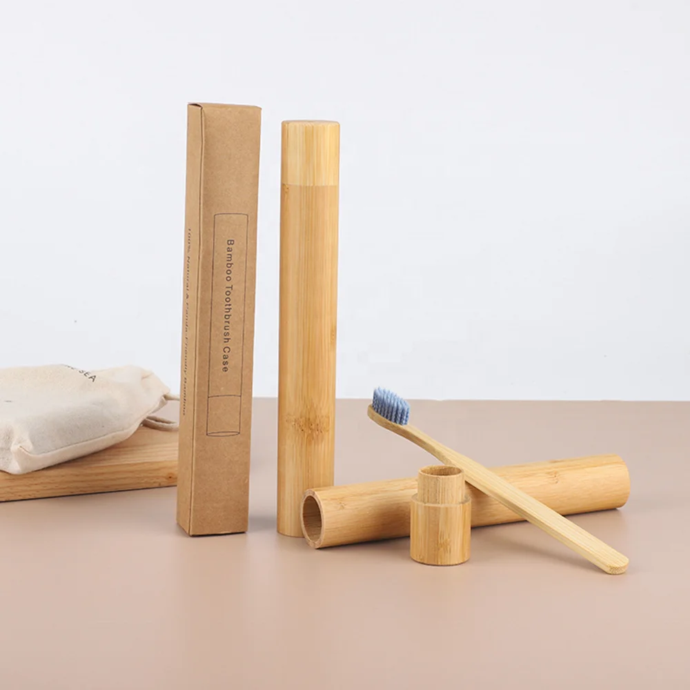 Eco Friendly Travel Wood Reusable Biodegradable Hotel Bamboo Toothbrush with Bamboo Holder