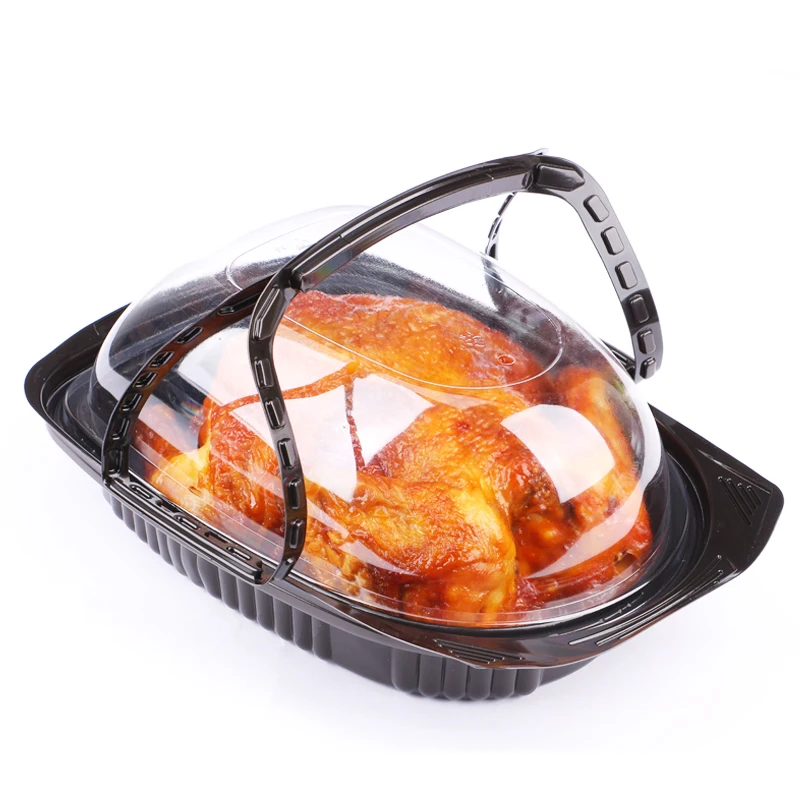 High Quality Takeaway Box Handle Roast Chicken Plastic Container