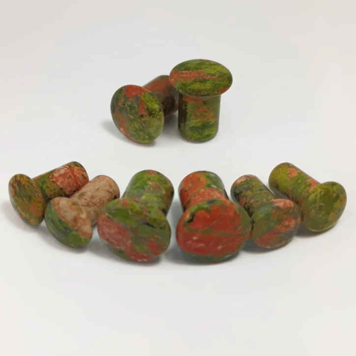 QXB натуральный камень Unakite одинарная заглушка бестселлер каменные Заглушки для пирсинга ювелирных изделий оптовая продажа 3-25 мм