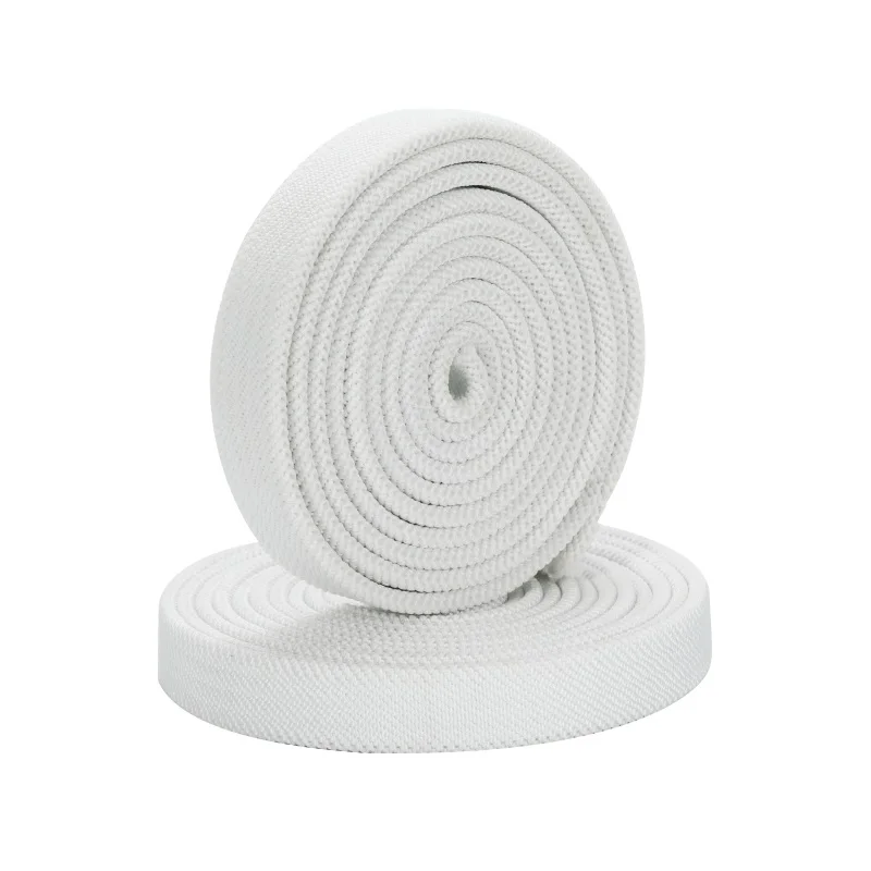 Wholesale Custom Rolls Black White 3mm 5mm 6mm 8mm 10mm 12mm Knitted Textile Flat Braided Elastic Band For Garment Sewing