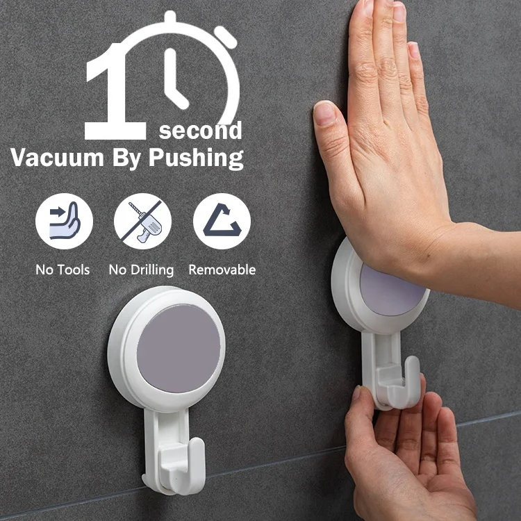 TAILI Plastic 5KG Powerful Heavy Load Storage Vacuum Suction Cup Hook Wall Hanger Bathroom Suction Hook