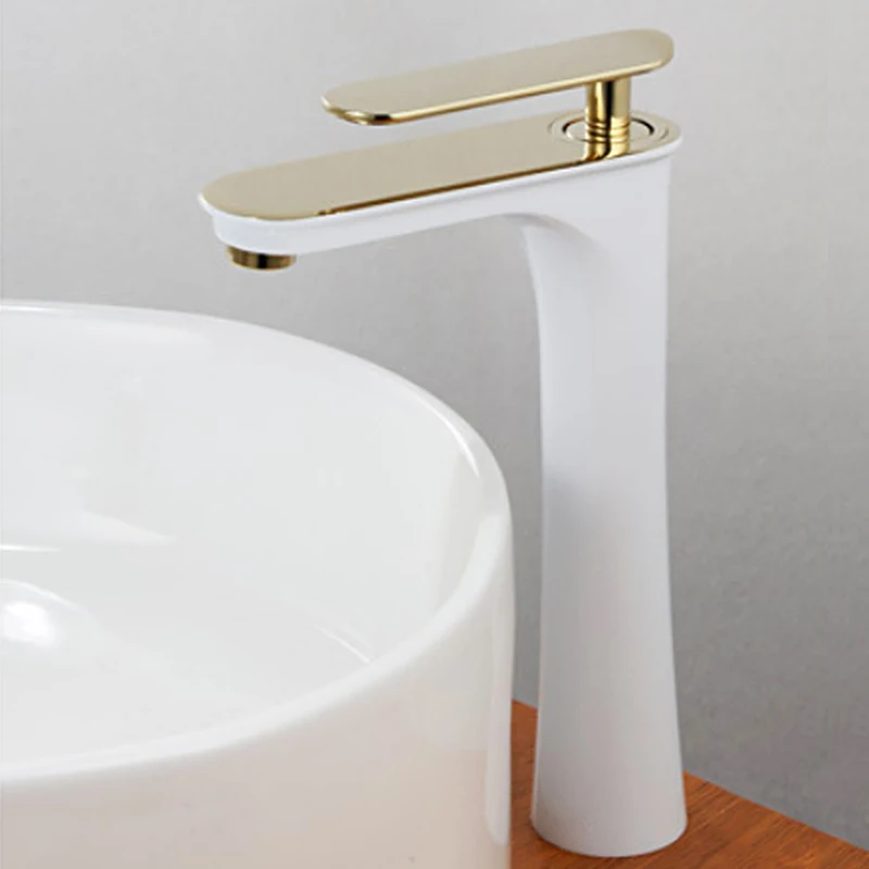 Basin Vanity Sink Faucet Single Handle Chrome Bathroom Mixer Deck Mounted Hot & Cold Water brass Sink Faucet