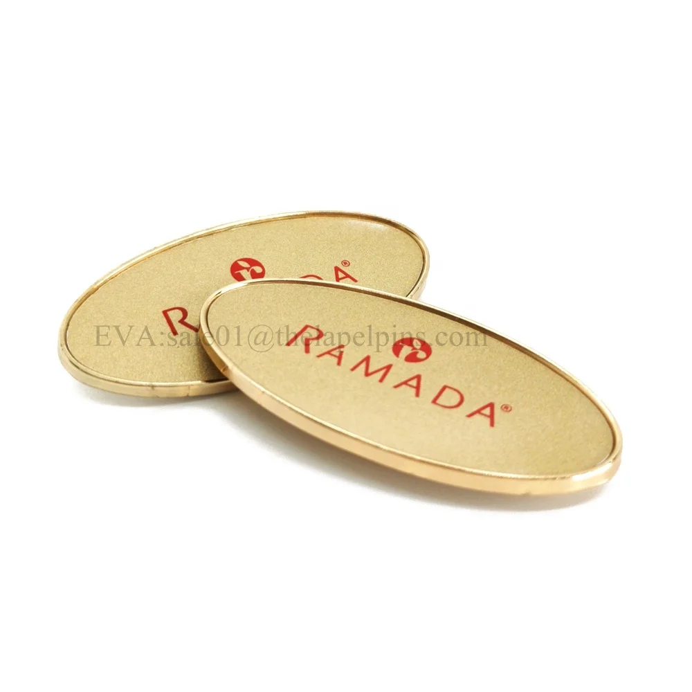 Gold name brooch badge for hotel staff metal magnetic badge