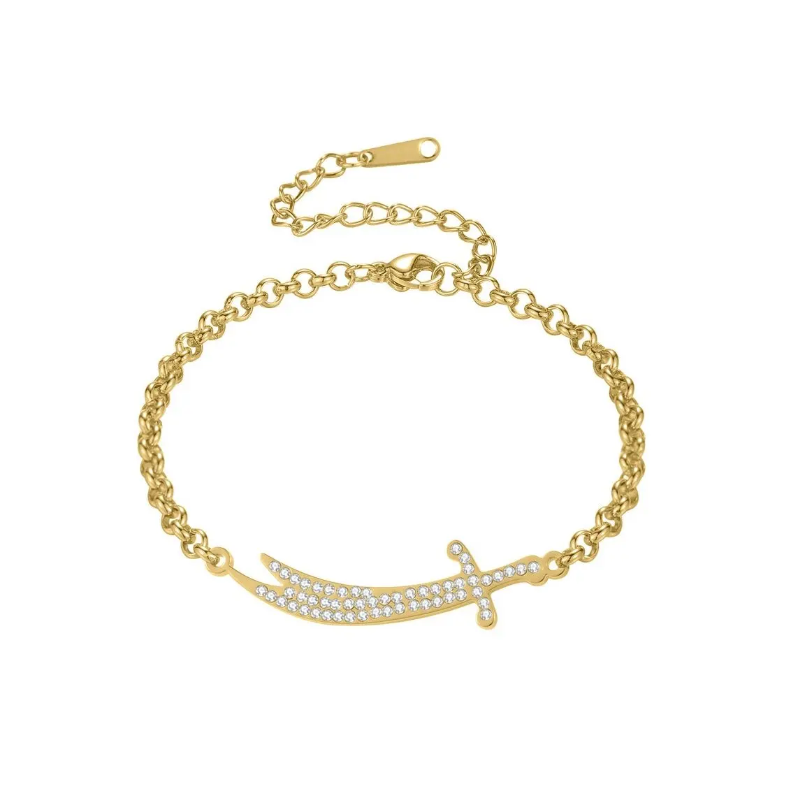 Wholesale New Design Islamic Jewelry Muslim Crystal Charm Bracelet 18K Gold Stainless Steel Imam Ali Bracelet Adjustable Chain