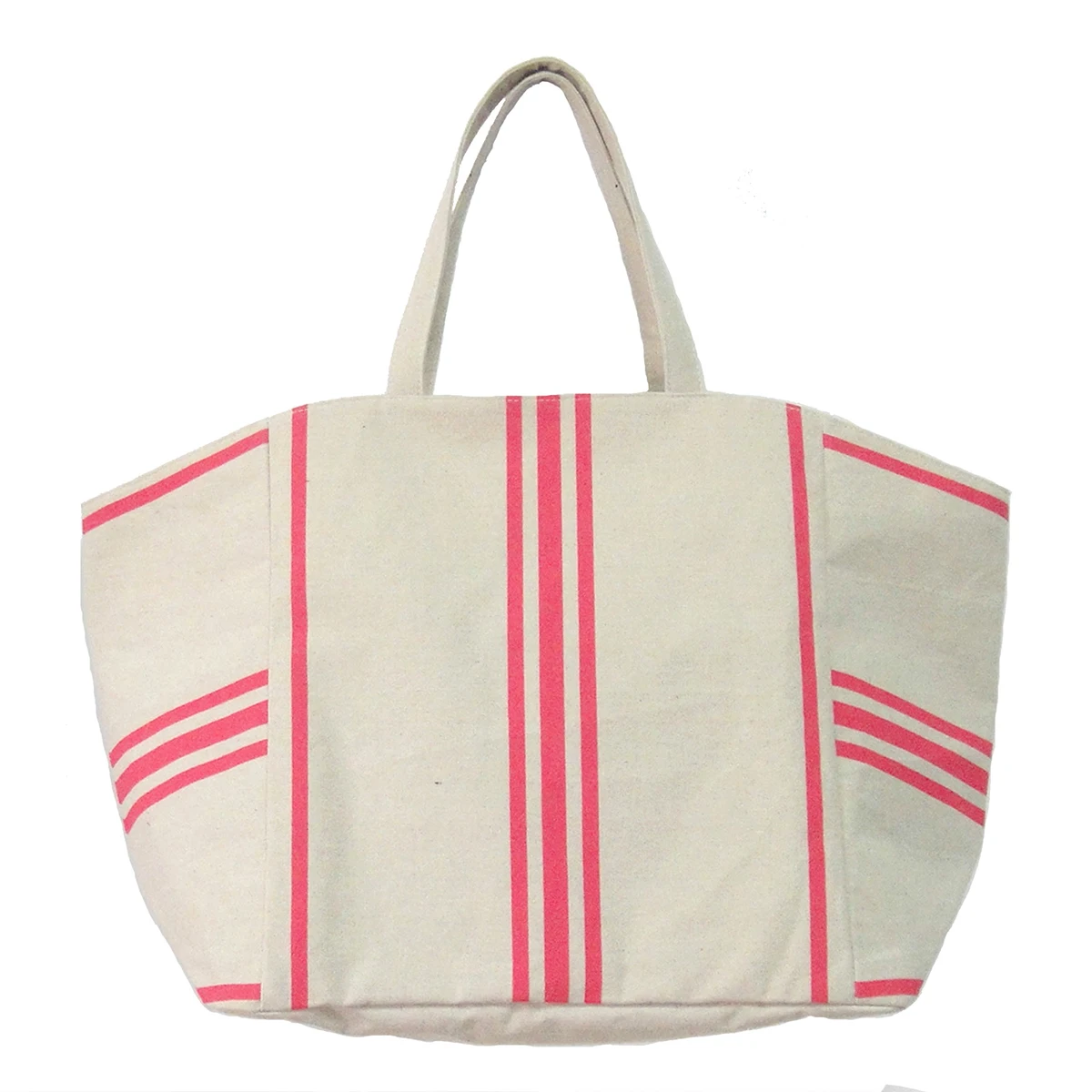 Custom Professional supply promotional casual Large stripe pattern linen Women Ladies Shoulder Handbag Beach tote bag in factory