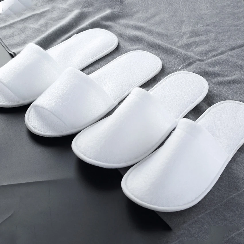Wholesale cheap breathable nap fabric upper anti slip EVA washable hotel bathroom spa white disposable slippers