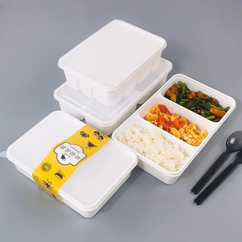 2 3 4 compartment lunch box disposable fast food packaging box plastic container for food Thickened and Large Capacity