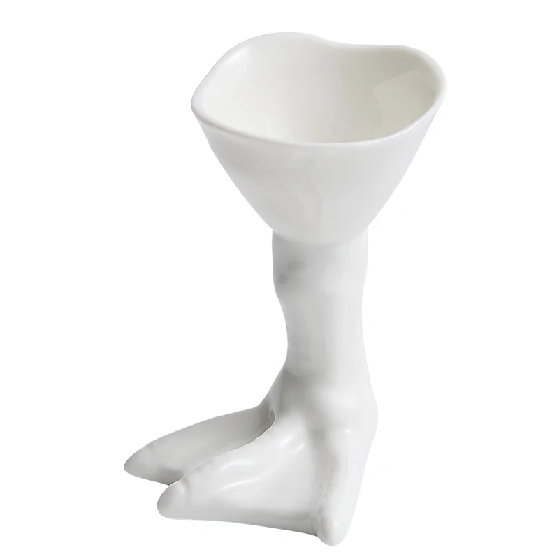 Breakfast egg tray white ceramic cute duck feet shape good-looking network red snack dish hotel tableware