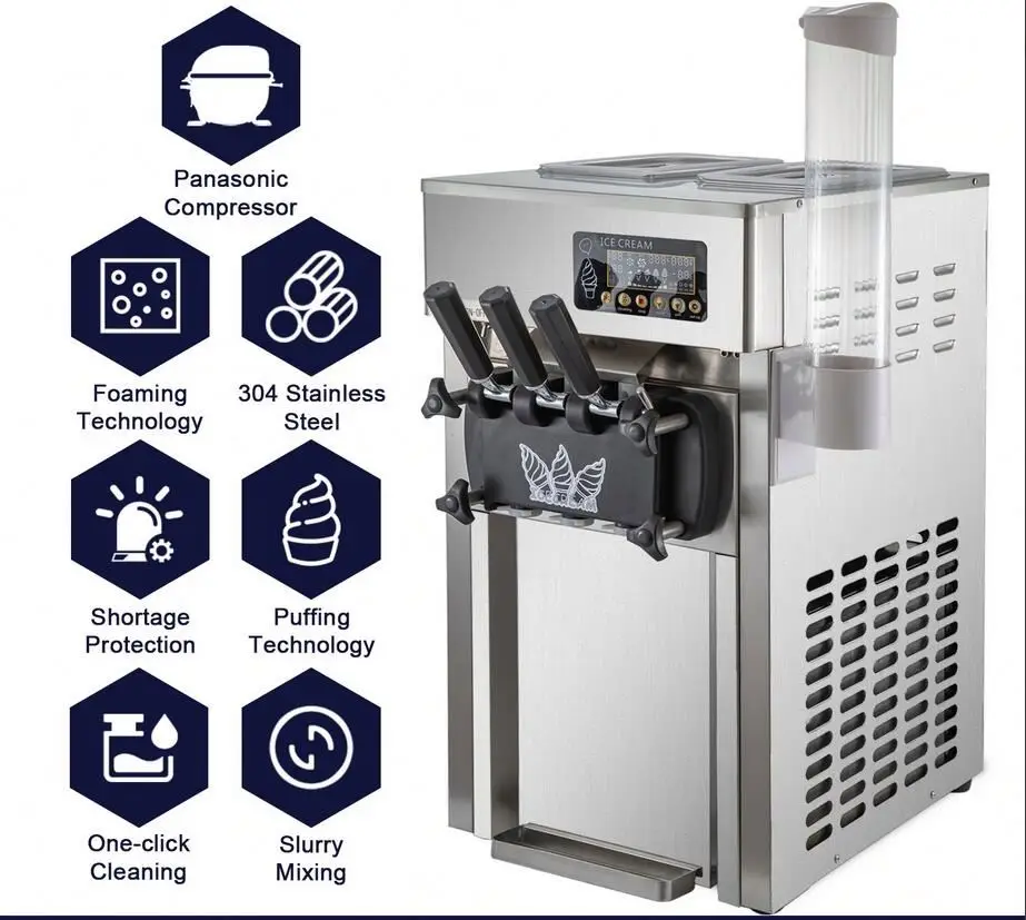 Table Top 3 flavors Mini Soft Ice Cream Machine Price  Small Ice Cream Maker Different weight instant ice