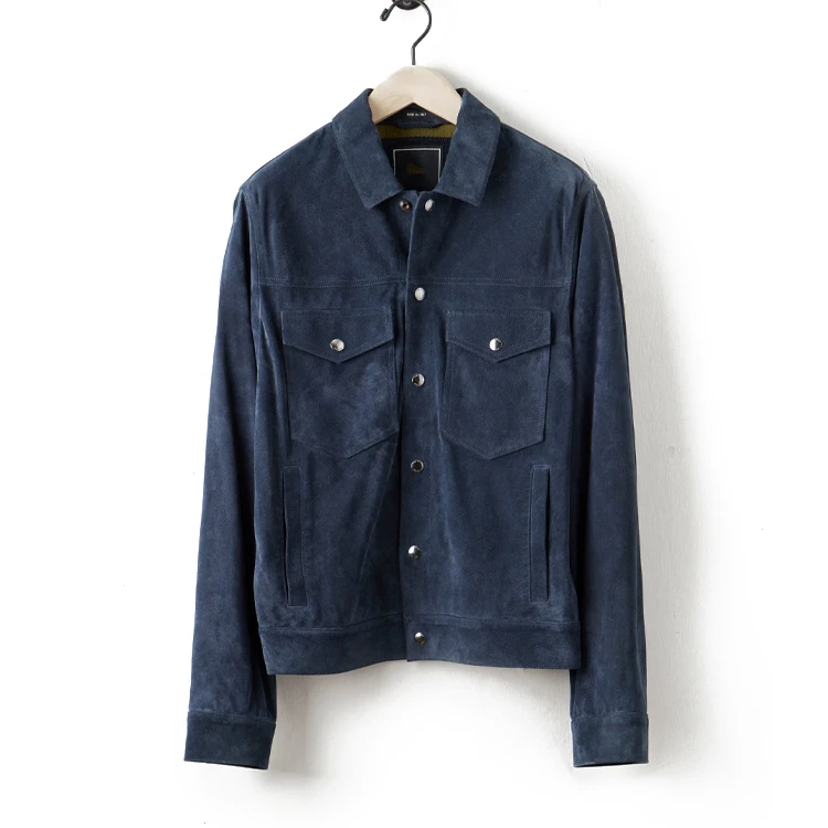 High quality suede jacket for men Classic four-button lapel plus size Winter men solid suede jacket